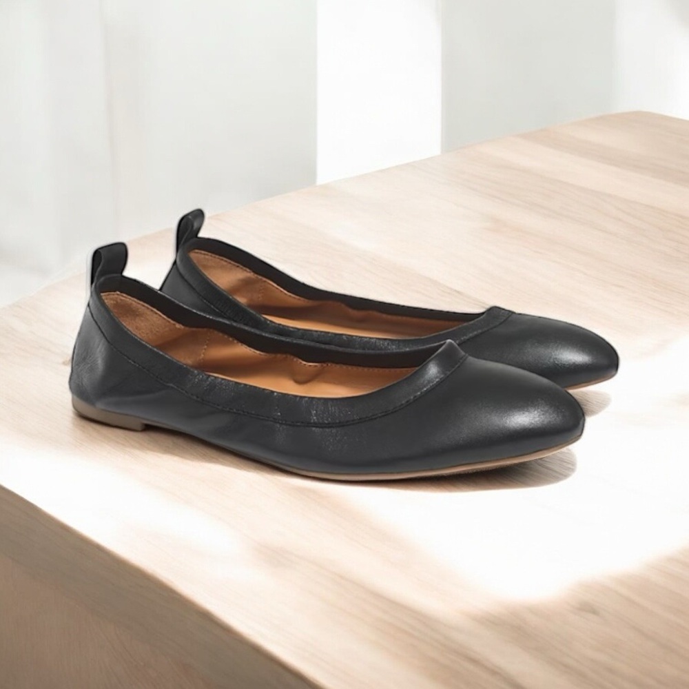 NWOT J. CREW LIZZIE BLACK LEATHER BALLET FLATS SIZE 8